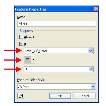 Parameters gebruiken om features te onderdrukken 
