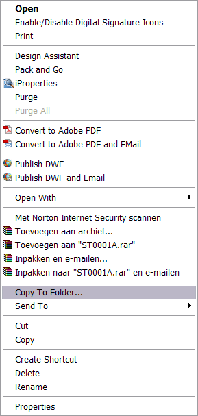RMK Snelmenu -> copy to folder