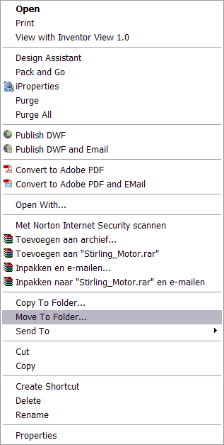RMK Snelmenu -> move to folder